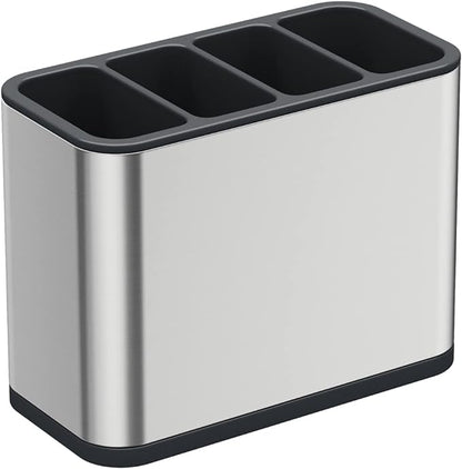 TESOT Silverware Caddy Utensil Caddy Spoon Holder with 4 Divided Compartments, Sturdy Stainless Steel, Rust Proof