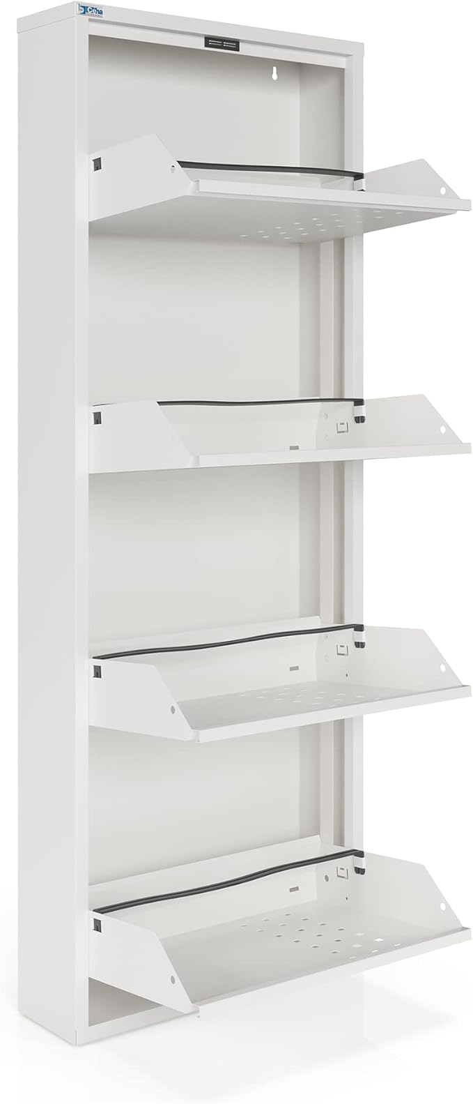 CEHA 4 Tier Metal Shoe Cabinet with Cover, Durable Shoe Storage Organizer for Entryway, Space Saving Shoe Shelf Closet with Front Ventilation Holes, 5.91" x 53.5" x 19.68", White