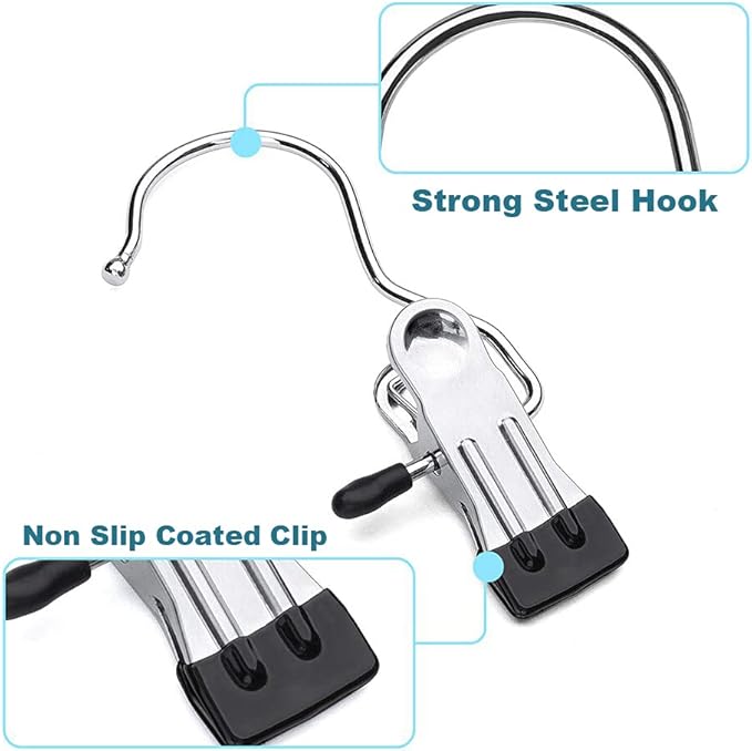 20 Pack Boot Hangers Closet Hanging Clips Laundry Hooks for Hats, Pants, Towel, Socks, Handbags, Bags, Underwear