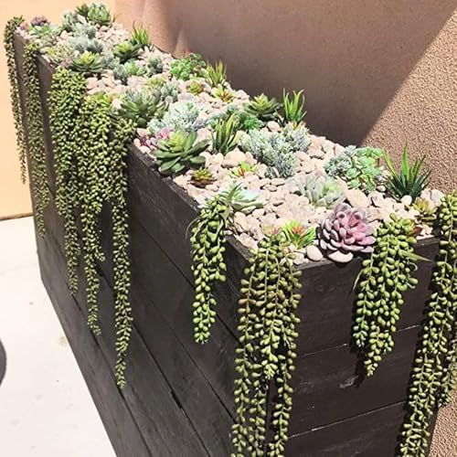6pcs Artificial Fake String of Pearls Plant Faux Fake Hanging Succulents Plants (6, Green) - Image 5