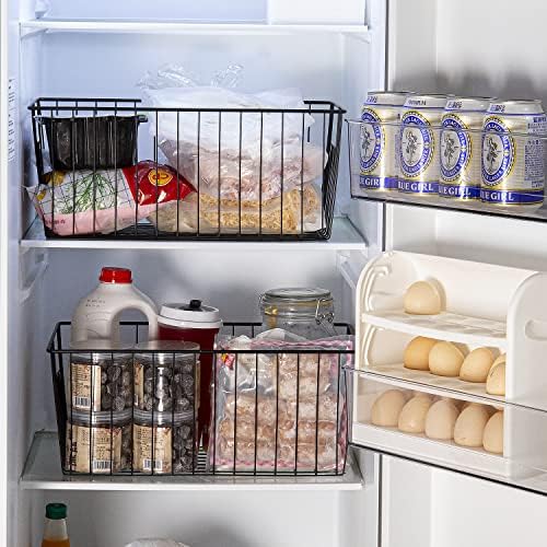 16inch Freezer Wire Storage Organizer Baskets, Household Refrigerator Bins with Built-in Handles for Cabinet, Pantry, Closet, Bedroom - Image 5