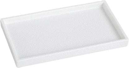 Bathroom Vanity Tray - 11'' Ceramic Rough-Textured Rectangle Countertop Tray, Heavy-Duty Perfume Organizer Plate, Jewelry Ring Tray, Kitchen Soap Dispenser Stone Trays, White