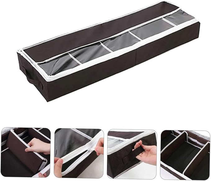 1Pc Foldable Non-woven Shoe Storage Box with Visible Window Dust Moisture-resistant Organizer for Home Adjustable Inner Septum Large Capacity Compact Design for Various Shoes