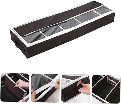 1Pc Foldable Non-woven Shoe Storage Box with Visible Window Dust Moisture-resistant Organizer for Home Adjustable Inner Septum Large Capacity Compact Design for Various Shoes