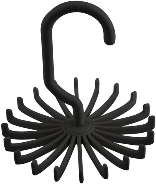 Tie Rack, 360° Rotatable Tie Hanger with 20 Hook Belt Hanger Adjustable Tie Organizer for Men Women Closet(Black)