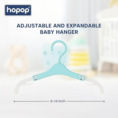Hopop Telescopic Adjustable Anti Slip Plastic Hanger with Hooks for Baby & Kids Clothes (Pack of 12, Multicolor Hangers)