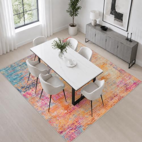 Area Rug Living Room: 5x5 Modern Washable Soft Carpet Galaxy Haze - Image 4