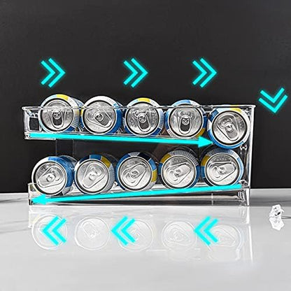 VALINK Soda Can Organizer for Refrigerator,Clear PVC Beverage Holder,Fridge Canned Food Storage Rack for Refrigerator, Pantry, Countertop, Kitchen
