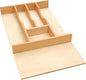 Silverware Drawer Organizer - Trim-to-Fit with Adjustable Dividers for Kitchen Utensil Storage, Beech Wood Frame with 11 Sizes (12.63" W x 22" D)