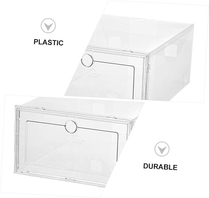 Unomor 4pcs Shoe Box Set Stackable Shoe Storage Boxes Bin for Organization Material Space-saving Storage
