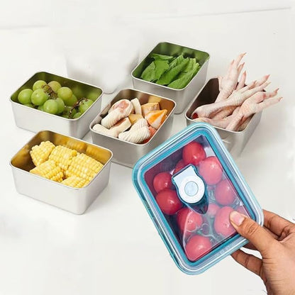 6pcs 304 Stainless Steel Food Containers with Lids, Stacking Snack Containers for Office and Home