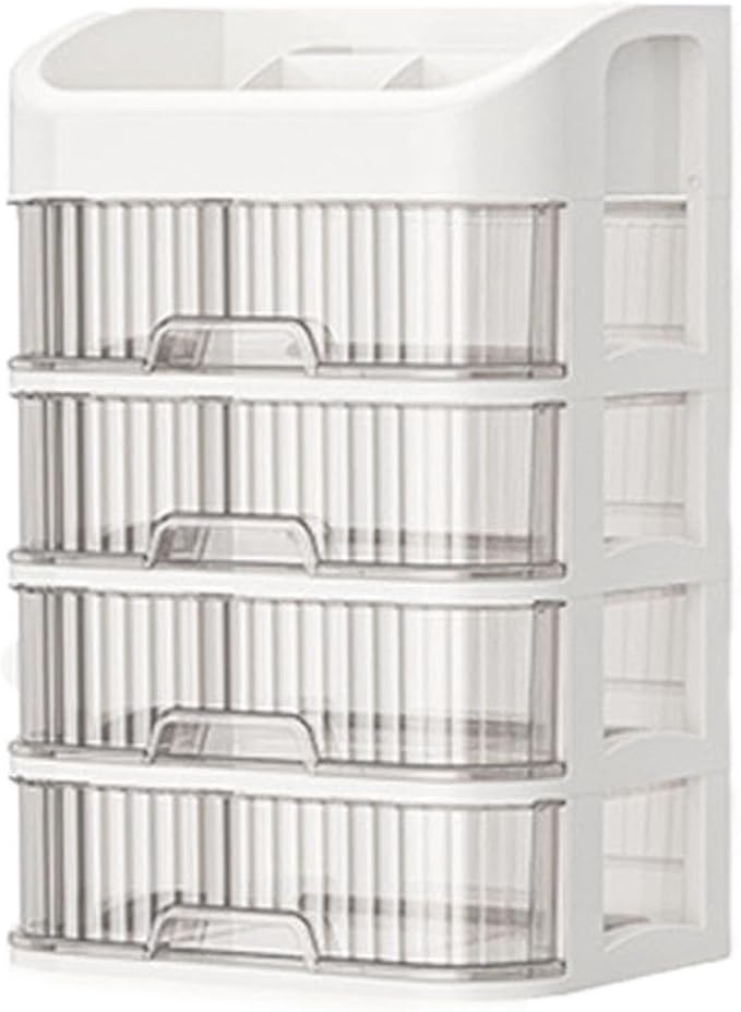 Makeup Organizers Skincare organizers with Storage Drawer, Waterproof Dustproof Cosmetics Display Cases with Brush Holder for Countertop Vanity Bathroom Dresser Gift (4 layers)