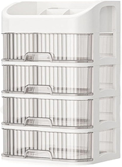 Makeup Organizers Skincare organizers with Storage Drawer, Waterproof Dustproof Cosmetics Display Cases with Brush Holder for Countertop Vanity Bathroom Dresser Gift (4 layers)