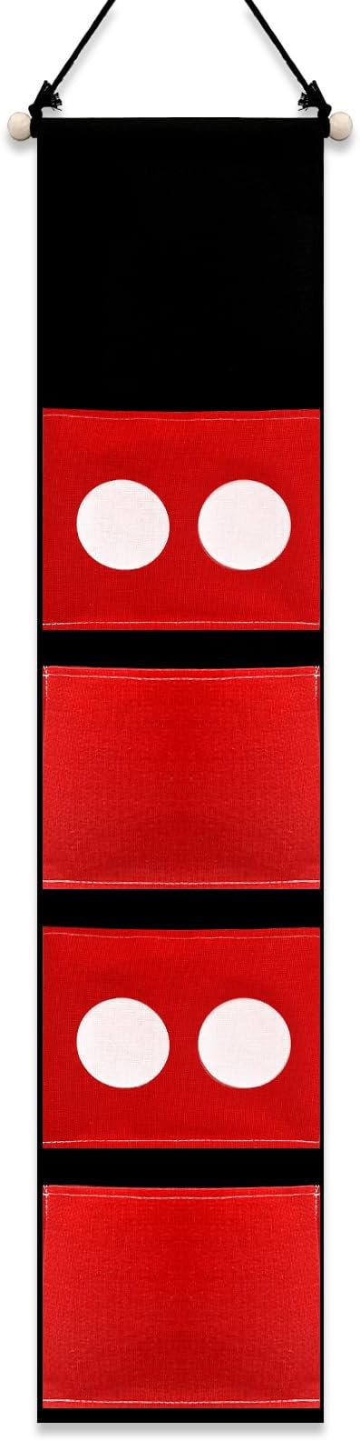 Ohjijinn Fish Extenders Cruise Gifts Hanger with 4 Pockets Canvas Fish Extenders Hanger Easily Customize Cruise Door Decorations for Gift Exchanges (Red and Black)