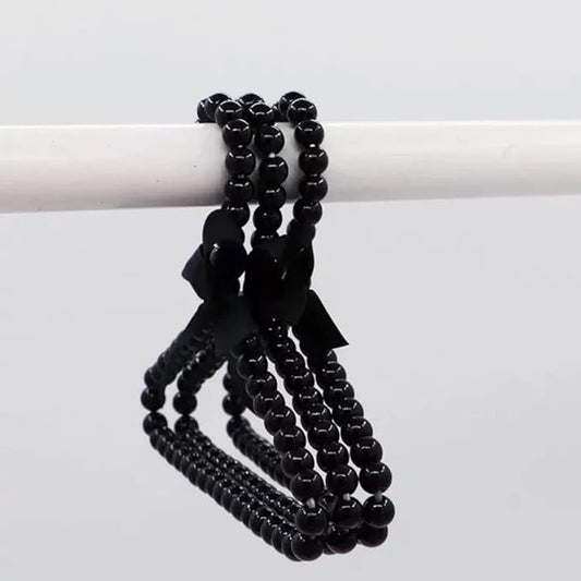 2Pcs Fashion Plastic Pearl Bow Clothes Clothing Hanger Hangers for Kids Children Pet Dog Faux Pearl Bow Clothes Hangers Plastic Pearl Beaded Bow Clothes Dress Coat Hanger