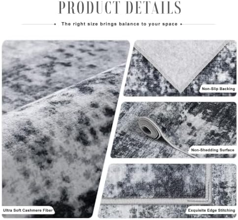 2x3 Washable Entryway Rug: Modern Abstract Soft Carpet Dark Black - Image 7