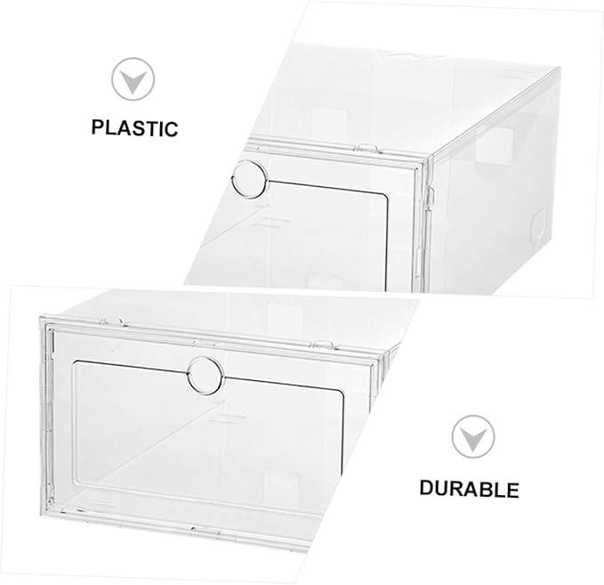 VICASKY 6Pcs Transparent Plastic Shoe Boxes with Front Drawer Design Stackable and Footwear Storage Containers for Home Dorm Bedroom and Shoe Store Organization