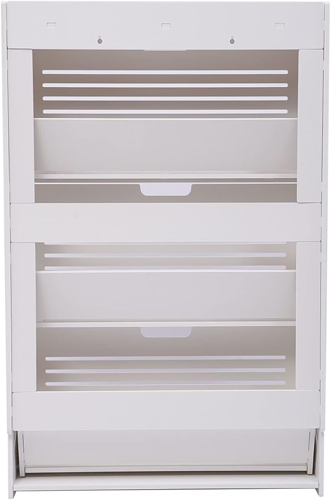 3-Layer Shoe OrganizerModern Shoe Storage Cabinet White Tipping Shoe Cabinet Shoe Rack Cabinet for Entryway Ultra-Thin Shoe Cabinet Entryway Shoe Storage 27.56 * 6.69 * 42.91inch