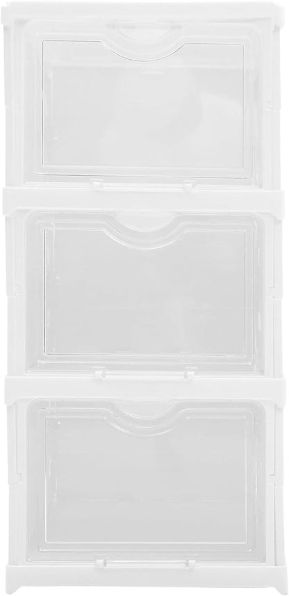 BESPORTBLE Stackable Shoe Storage Boxes with Lids Foldable Multi-layer Shoe Organizer Cabinet for Home Closet 3 Layers