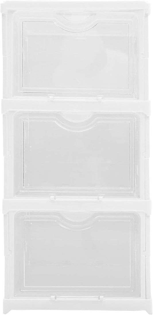 BESPORTBLE Stackable Shoe Storage Boxes with Lids Foldable Multi-layer Shoe Organizer Cabinet for Home Closet 3 Layers
