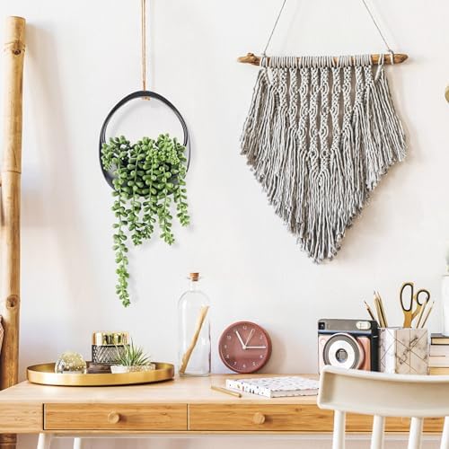 Der Rose 2 Pack Fake Hanging Plants in Black Pots for Bathroom Wall Decor - Image 2