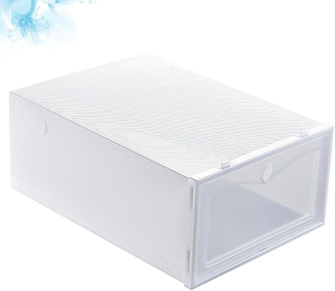 Thickened Shoe Storage Box with Flip Lid, White 33x23x13cm, 6pcs Moisture-proof and Dustproof Shoe Organizer for Closet and Home Storage
