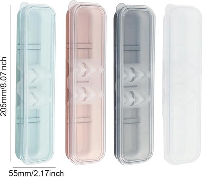 4 Pack Travel Utensil Holder Carrying Case with Slot Stand Storage Box Organizer for Outdoor Reusable Tableware Kit Portable Flatware Cutlery Set Camping Knife Fork Spoon Chopsticks Utensils
