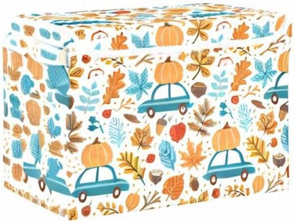 senya Thanksgiving Storage Baskets Collapsible Storage Bins with Lids, Thanksgiving Fall Maple Leaves Truck Pumpkins Storage Boxes Clothes Baskets for Organizing