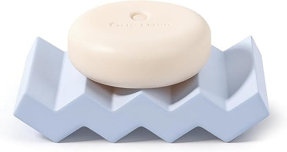 Self Draining Bar Soap Holder Diatomite Soap Dish Fast Drying Soap Saver Small Sponge Caddy for Shower, Bathroom, Kitchen Sink, Kitchen, Blue
