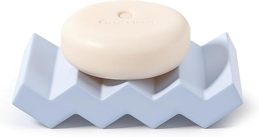 Self Draining Bar Soap Holder Diatomite Soap Dish Fast Drying Soap Saver Small Sponge Caddy for Shower, Bathroom, Kitchen Sink, Kitchen, Blue