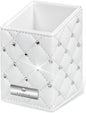 LORYP Makeup Brush Holder Crystal Brushes Cup White PU Make up Brush Case Bag Storage for Women (White)
