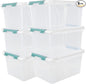 20 Quart Stackable Plastic Storage Bins with Lids, 6 Pack Durable Nestable Containers, Clear Latching Storage Box