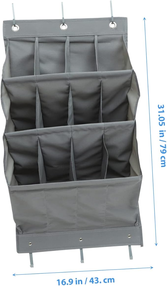 Hemobllo Multi Layer Hanging Door Storage Pouch Compartment Organizer for Closet Back Breathable Gray Hanging Bags for Shoes Crafts Beauty Supplies and Household Items in Bedroom Bathroom