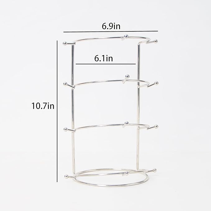 Byken 4 Tier Crown Holder,Tiara Organizer,.Golden Bridal Headdress Display Stand for Selling,Headband Ear Crown Storage Tower,Jewelry Holder for Girls Wedding Home Shop Store (Silver)