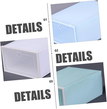 Levemolo Thickened Plastic Shoe Storage Box Set of 4 Large Clamshell Dustproof Drawer-Type Organizer for Closet Bed Shoe Boxes