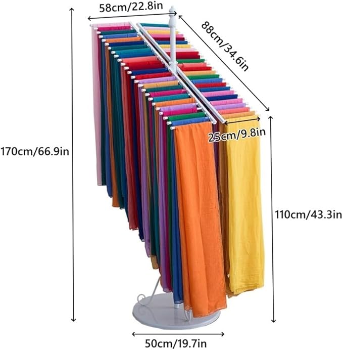 Freestanding Scarf Hanger, Metal Fabric Display Rack, Multifunctional Swatch Display Stand for Shawl and Silk Scarf, Space-Saving Hijab Stand for Home, Clothing Store(Brass)