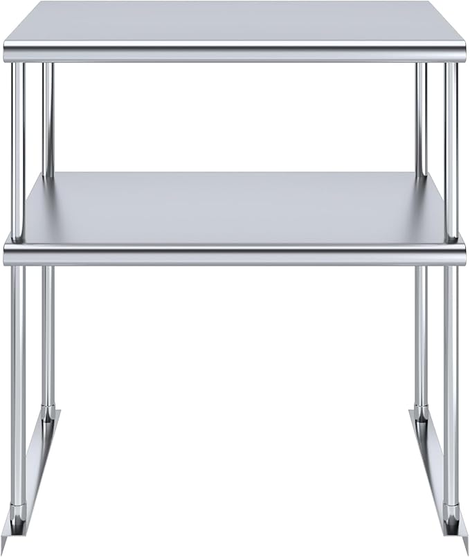 NSF Certified 18 Gauge Heavy Duty Stainless Steel Double overshelf with Brackets for Kitchens, Utility Rooms, Storage, Offices & Home