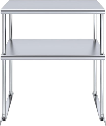 NSF Certified 18 Gauge Heavy Duty Stainless Steel Double overshelf with Brackets for Kitchens, Utility Rooms, Storage, Offices & Home