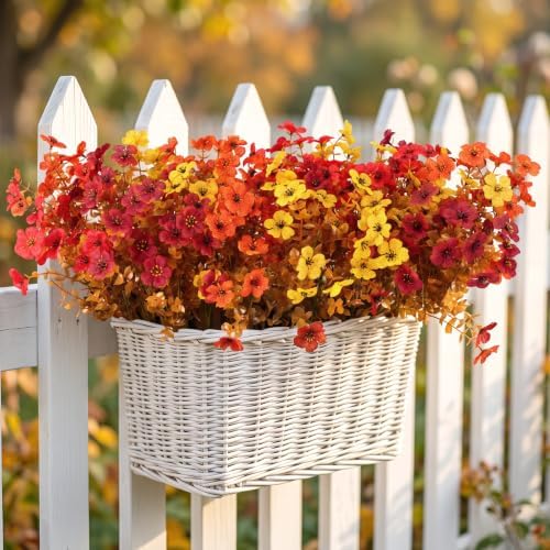 CEWOR 12 Bundles Fall Artificial Flowers for Outdoor Indoor, Fake Silk Daisy with Eucalyptus Leaves, Autumn Faux Flower for Garden Patio Home Decor (4 Multicolor) - Image 5