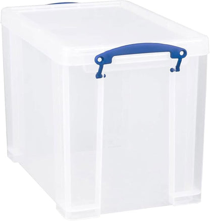 Really Useful Box 19 Liter Plastic Stackable Storage Container w/Snap Lid & Built-in Clip Lock Handles for Home & Office Organization, Clear (5 Pack)