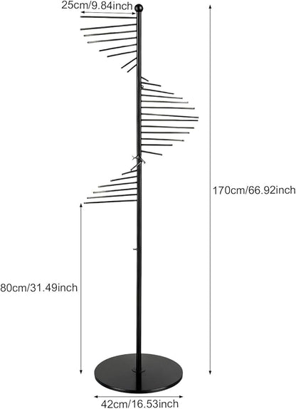 Scarf Display Rack 5.58ft Modern Freestanding Scarf Display Rack for Retail Stores, Homes & Offices, Spiral Iron Stand (Black)