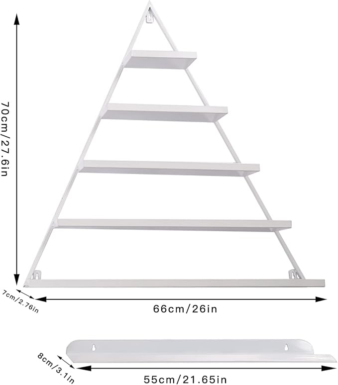 Metal Wall-Mounted Nail Polish Storage Racks, Nail Polish Storage Racks 6PCS Triangular Cosmetic Display Racks Metal Wall Mounted Nail Polish Rack for Spa Nail Salon Shop Home (White)