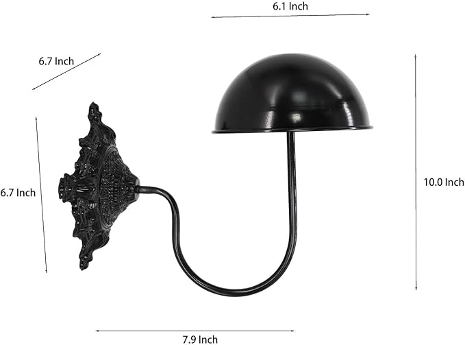 Owlgift Rustic Black Wall Mounted Hat Holder Set of 2 – Vintage Style Iron Cap Rack with Dome Top for Hats, Helmets, Wigs & Scarves – Decorative Wall Hook for Entryway, Home, Cafe, or Boutique
