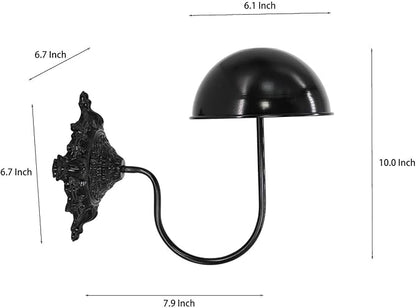 Owlgift Rustic Black Wall Mounted Hat Holder Set of 2 – Vintage Style Iron Cap Rack with Dome Top for Hats, Helmets, Wigs & Scarves – Decorative Wall Hook for Entryway, Home, Cafe, or Boutique