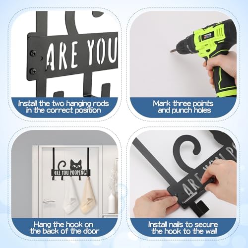 Kathfly Black Cat Over Door Towel Rack 5 Hooks - Image 3