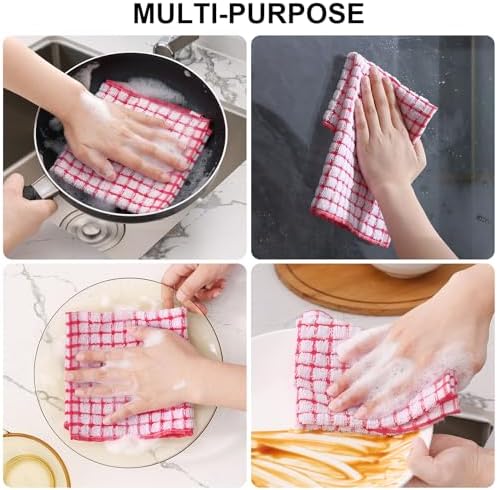 Kitinjoy Cotton 10 Pack Terry Kitchen Dish Cloths, Mixed Color - Image 5