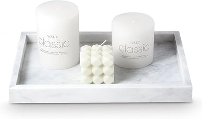 Natural Marble Vanity Tray - 4.66 lbs (2.1kg) Ultra-Heavy Solid Stone Tray - 11.8" x 7.9" Rectangle Bathroom Organizer for Perfume & Jewelry - Non-Slip Silicone Pads - White & Gray