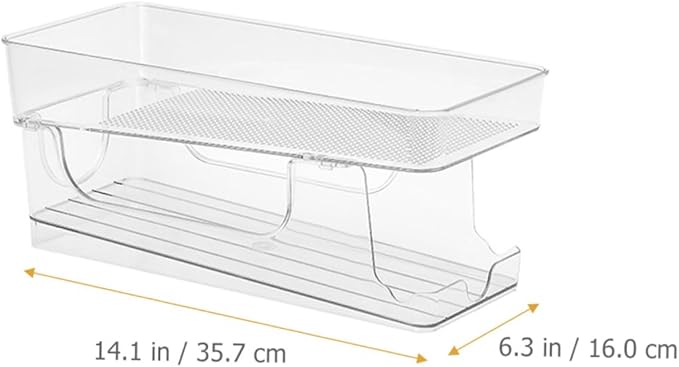 Amosfun Household Can Organizer Double-Layer Design Convenient Beverage Storage for Fridge and Pantry Automatic Rolling Drink Holder Pet Material for Soda and Cans