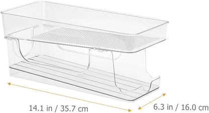 Amosfun Household Can Organizer Double-Layer Design Convenient Beverage Storage for Fridge and Pantry Automatic Rolling Drink Holder Pet Material for Soda and Cans