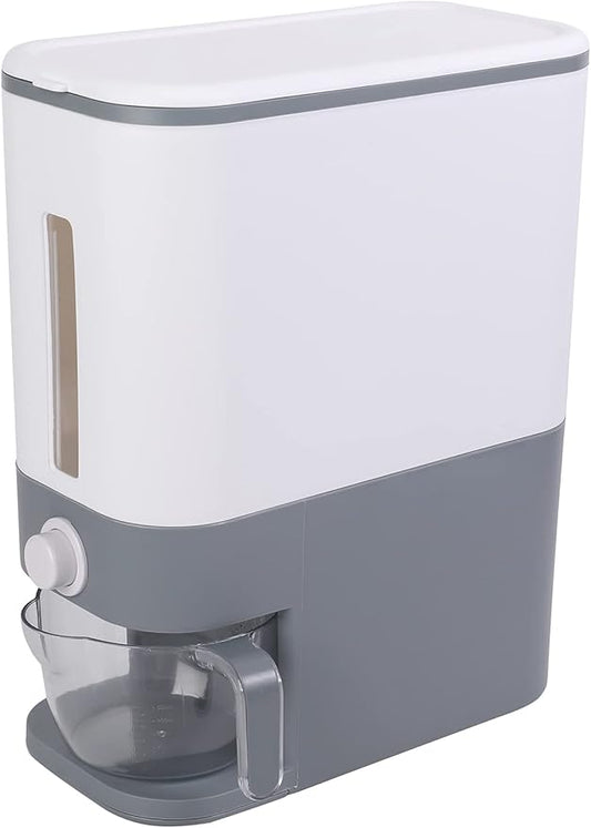 Sooyee 22 Lbs Rice Dispenser with Measuring Cup, Large Food Storage Container for Rice, Corn, Soybean & Oatmeal, Airtight, Moisture Proof